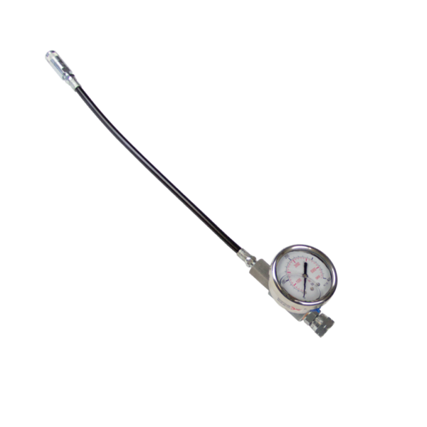 Flexible injection attachment with pressure gauge